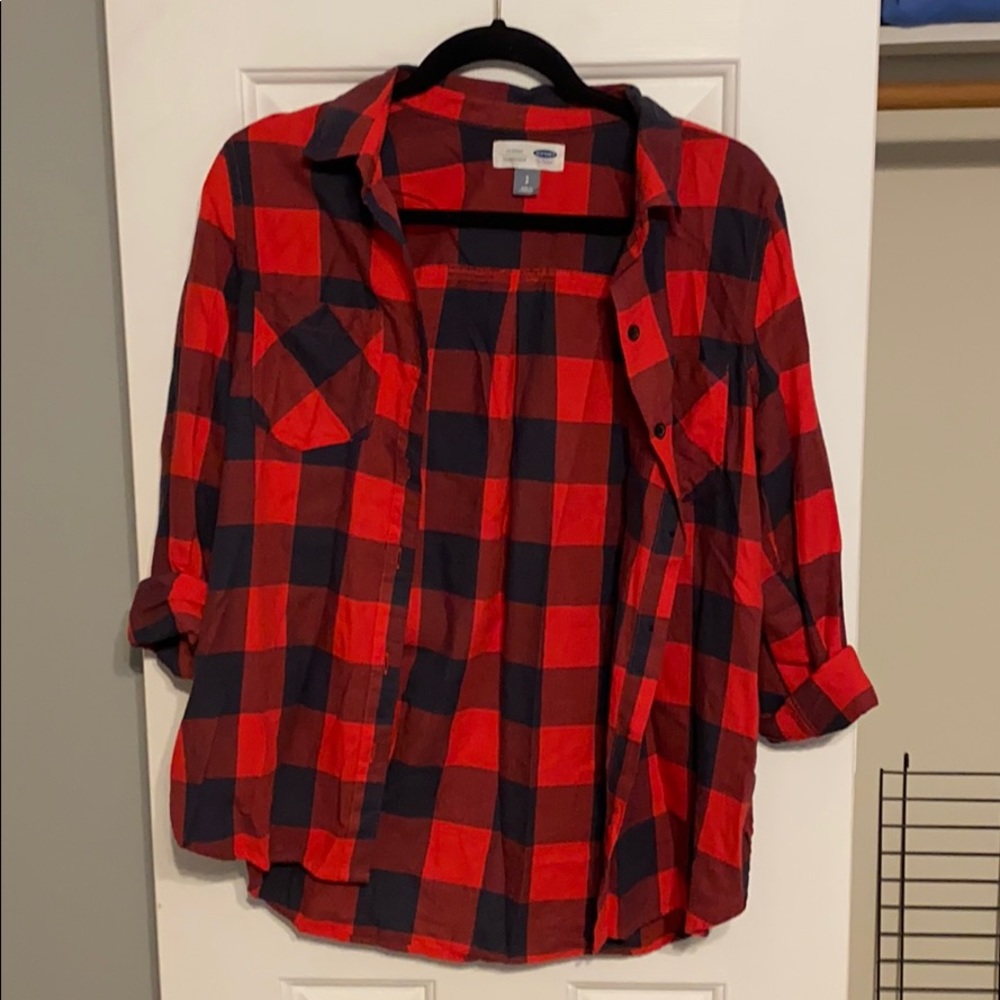 Red and Black checkered flannel Old Nacy Shirt